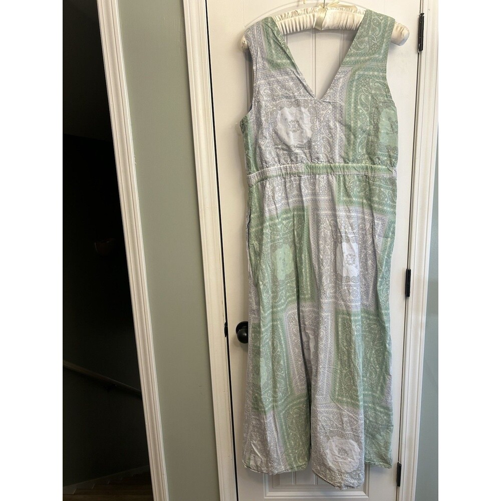 Universal Thread Women’s XL Green Paisley Bandana V Neck Boho Maxi Dress Pockets - Picture 3 of 14